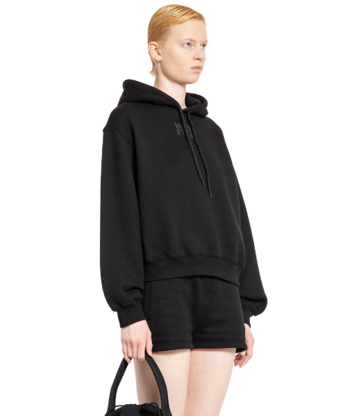 Black Essential Terry Hoodie With Puff Paint Logo
