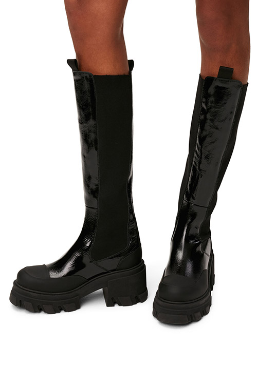 Cleated Heeled High Chelsea Boots