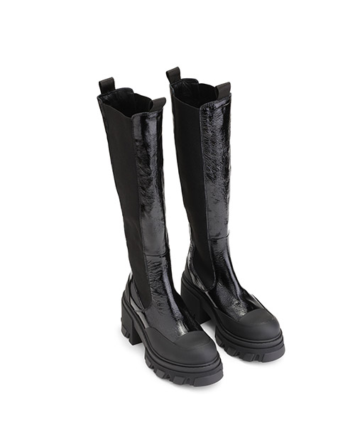 Cleated Heeled High Chelsea Boots