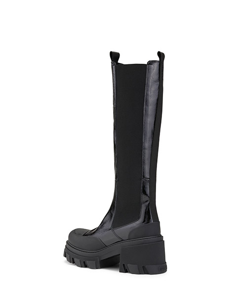 Cleated Heeled High Chelsea Boots