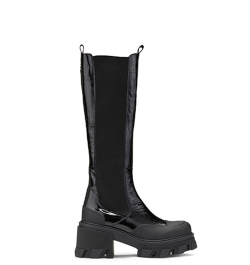 Cleated Heeled High Chelsea Boots