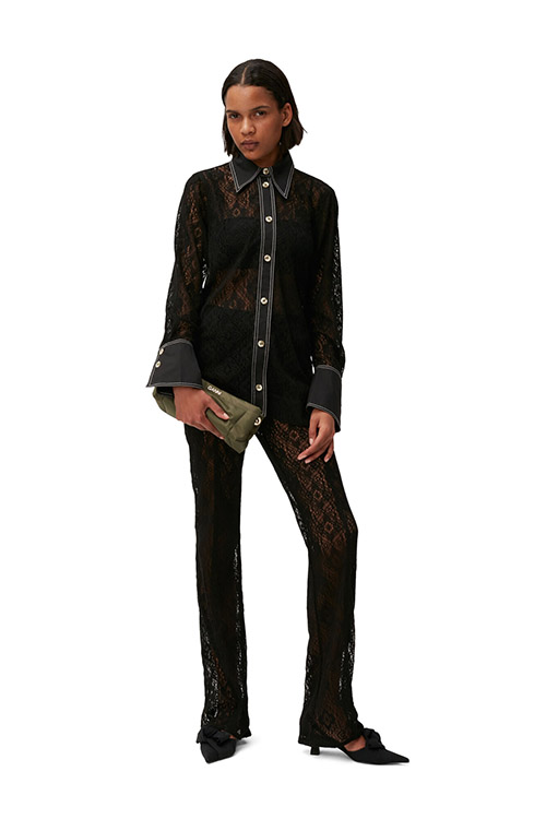 Cotton Lace Flared Pants