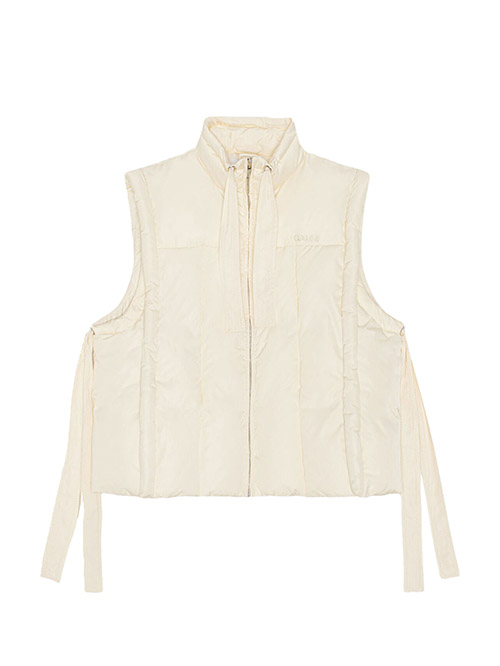 Shiny Buttercream Puff Oversized Vest