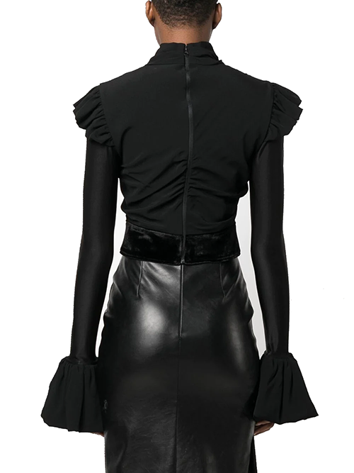 Draped Ruffled-Cuffs Top
