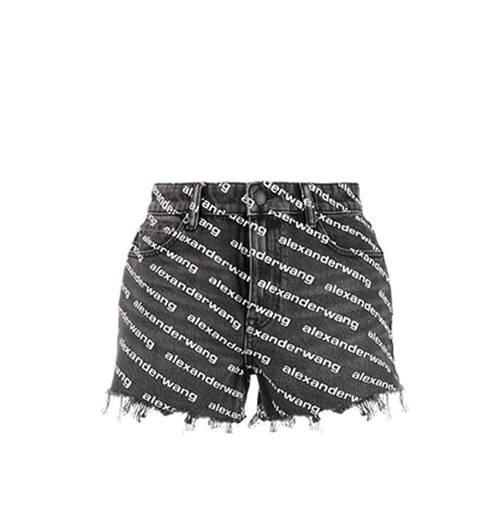 Grey Aged Bite Shorts With White Logo