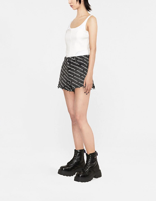 Grey Aged Bite Shorts With White Logo