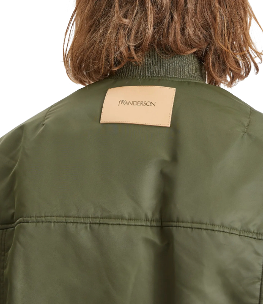 Oversized CurvedHem Olive Bomber Jacket