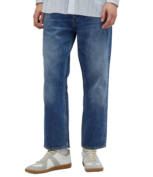 5 Pocket Straight Leg Mid Blue Denim Trouser