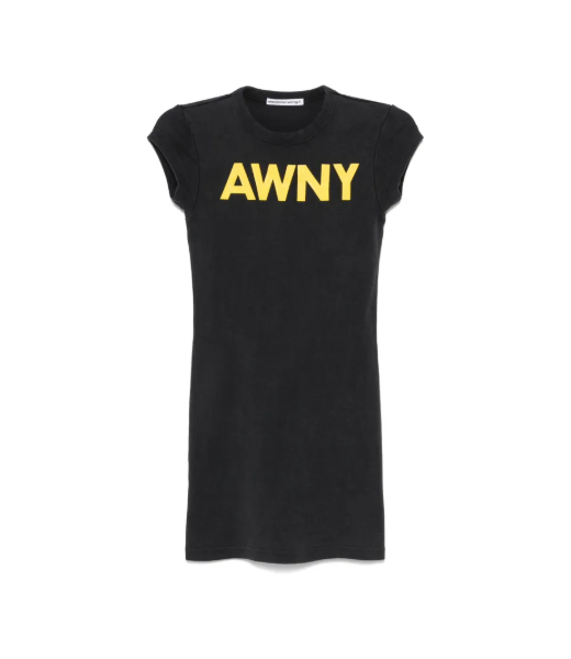 Washed Black Graphic Baby Tee Mini Dress