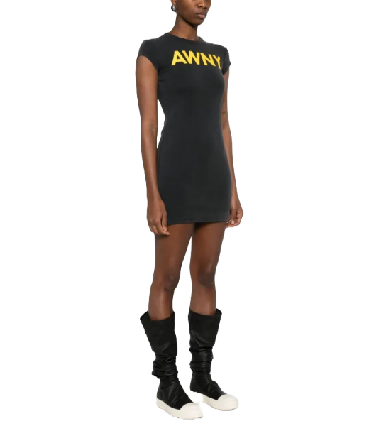 Washed Black Graphic Baby Tee Mini Dress