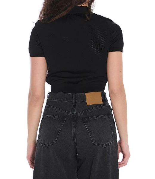 Black Short Sleeve Polo Tee W/A Wang Logo Print