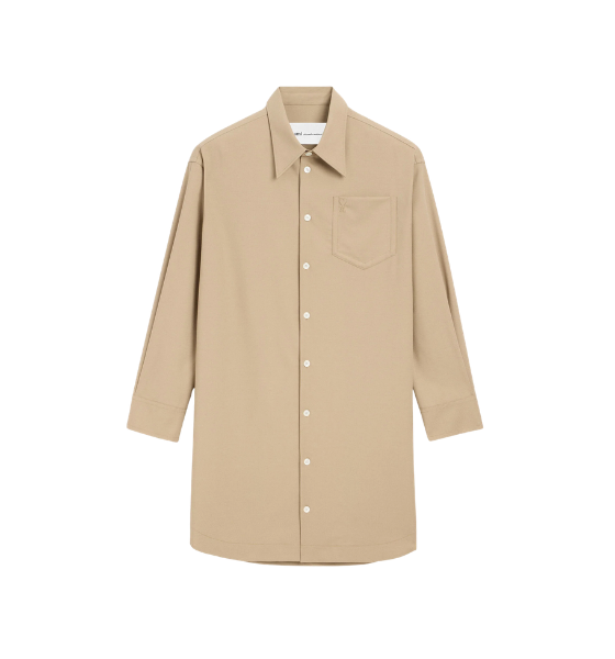 Taupe Beige Long Sleeve Wide Shirt Dress