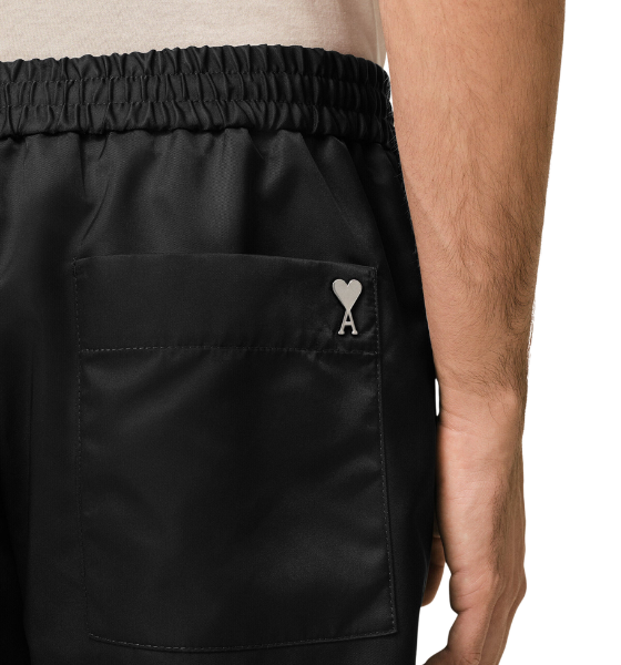 Black Nylon Short Elasticated Shorts