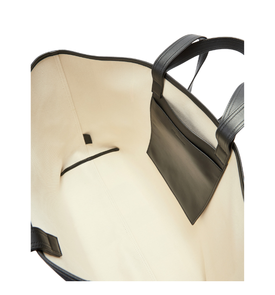 White Cream/Black Ami De Coeur Striped Shopping Bag