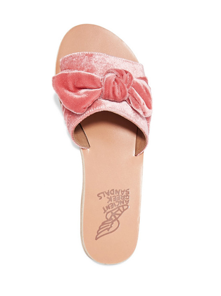 ANCIENT GREEK SANDALS VELVET DUSTY PINK SLIDES
