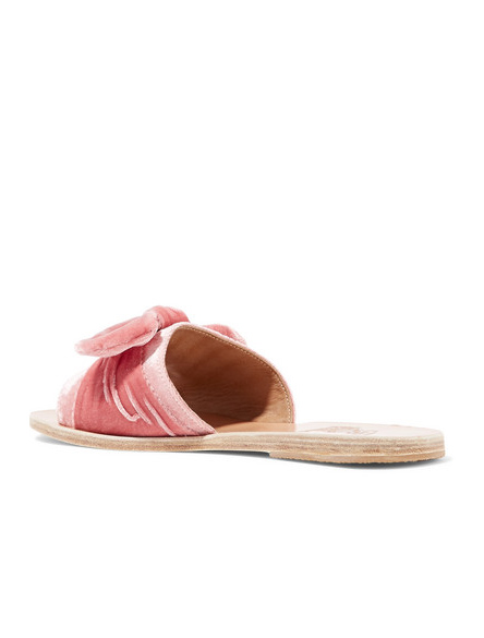 ANCIENT GREEK SANDALS VELVET DUSTY PINK SLIDES