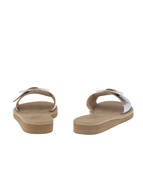 ANCIENT GREEK SANDALS SILVER LEATHER SLIDES