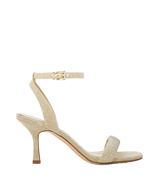 Carrie Embellished Glitter Chain-Mesh Sandal Pale Gold