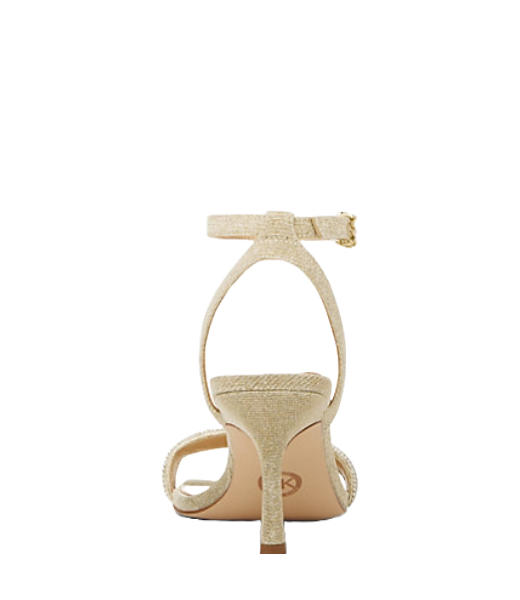 Carrie Embellished Glitter Chain-Mesh Sandal Pale Gold