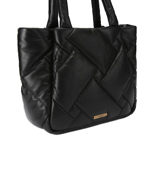 Kensington M Shoper Puff Black Leather Tote