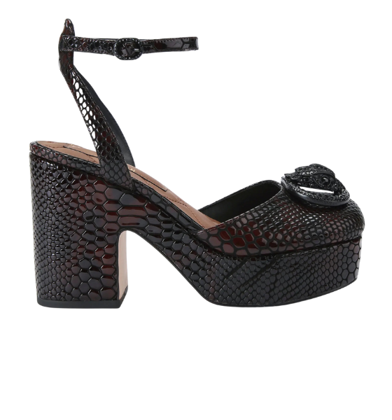 Dark Brown Snake Print Chelsea Closed Platform