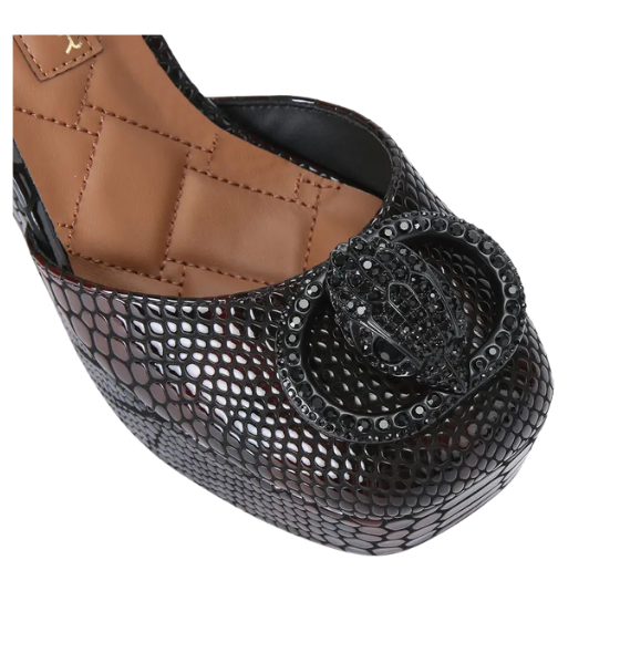 Dark Brown Snake Print Chelsea Closed Platform