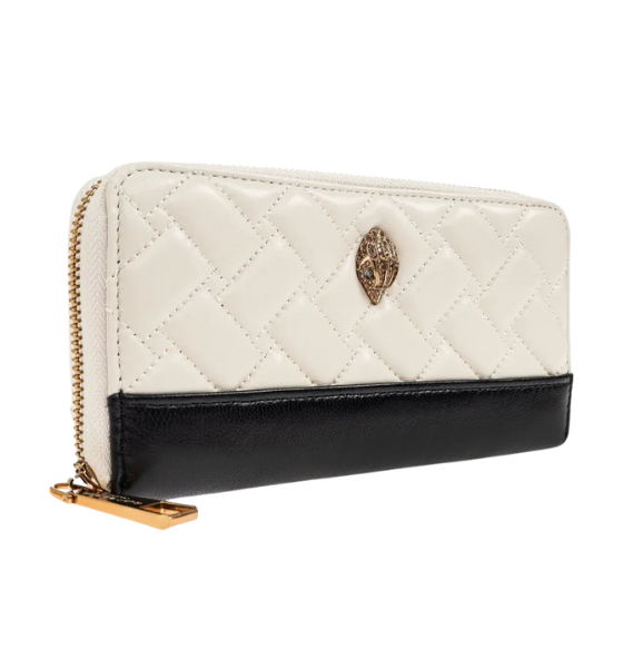Leather White/Black Kensington Zip Around Wallet