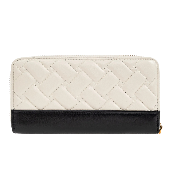 Leather White/Black Kensington Zip Around Wallet