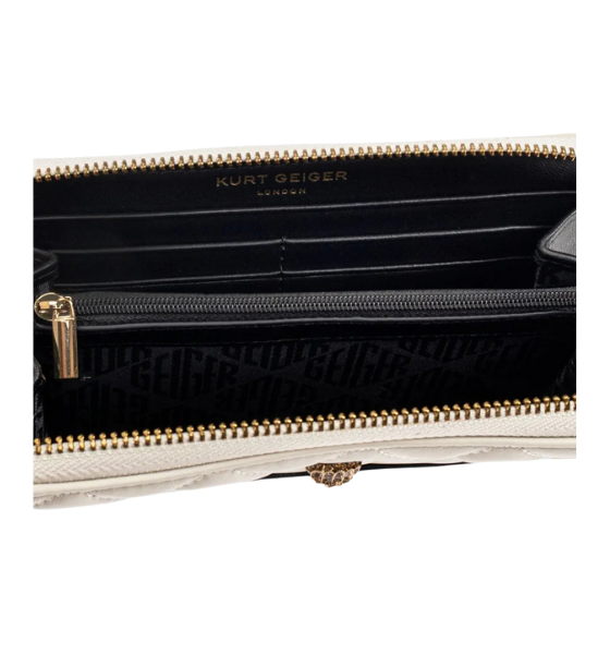 Leather White/Black Kensington Zip Around Wallet