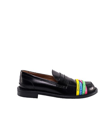 U102 Elastic Mens Calf Antick Black Loafer