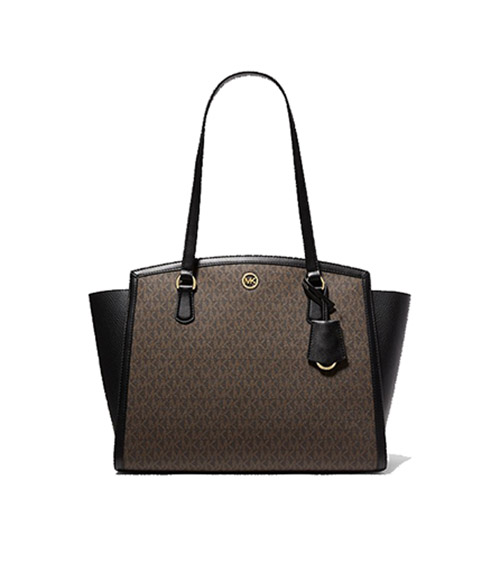 Large Brown Logo Black Tote