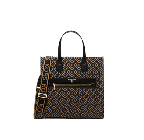 Black Logo Brown Tote Bag