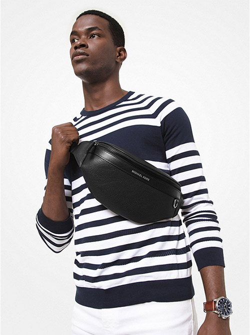 Small Hip Black Leather Bag