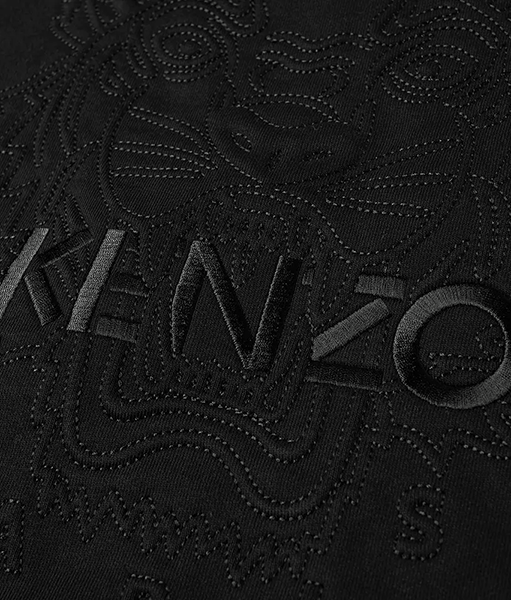 KENZO BLACK EMBOSSED TIGER HOODIE