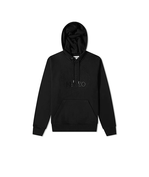 KENZO BLACK EMBOSSED TIGER HOODIE