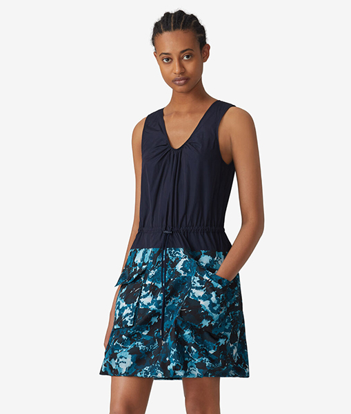 KENZO NAVY BLUE SLEEVELESS DRESS MIXED FA