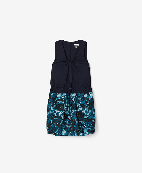 KENZO NAVY BLUE SLEEVELESS DRESS MIXED FA