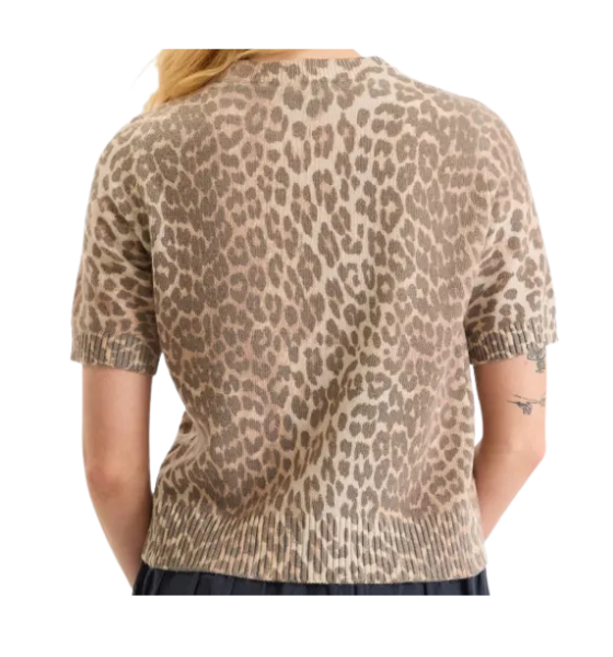 Graphic Wool Mix Printed Leopard T-Shirt