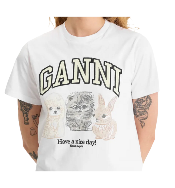 Basic Cotton Jersey Animals Relaxed T-Shirt