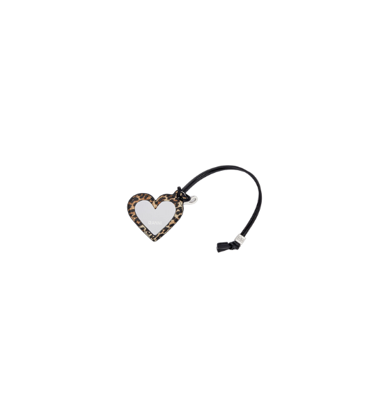Leopard Print Ganni Bou Heart Mirror Keyring