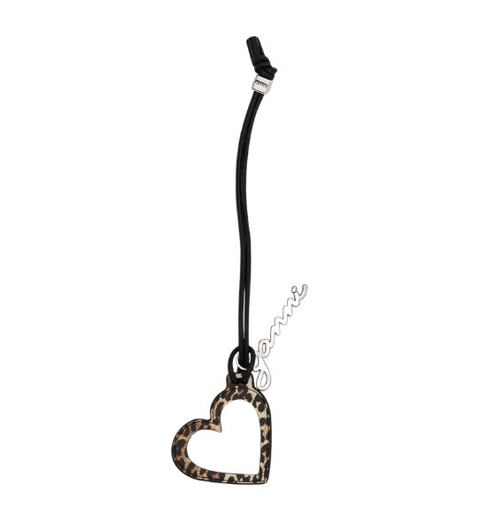 Leopard Print Ganni Bou Heart Mirror Keyring