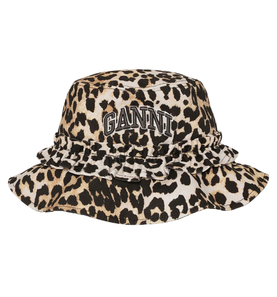 Leopard Washed Cotton Canvas Bucket Hat