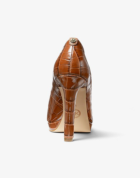 MICHAEL KORS CHESTNUT ETHEL PUMP EMBOSSED CROC LEATHER