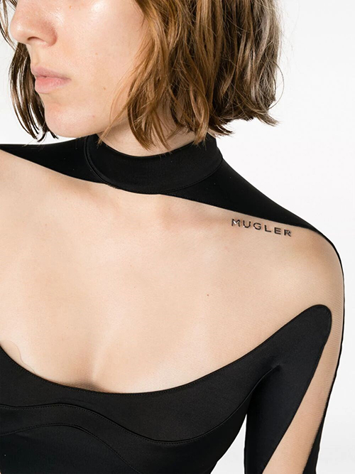 Black Nude Illusion Neckline Bodysuit