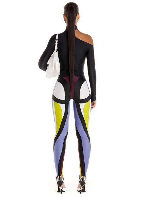 Black Nude Asymmetrical Illusion Bodysuit
