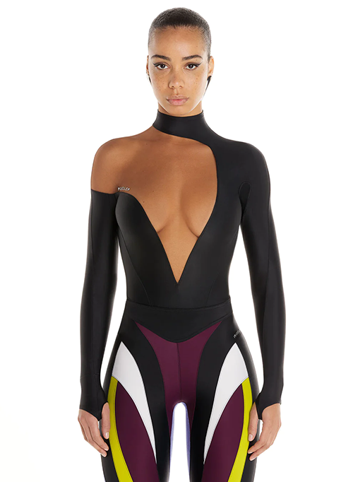Black Nude Asymmetrical Illusion Bodysuit