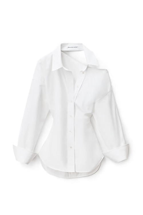 Bright White Shirt With Open Back Neckline