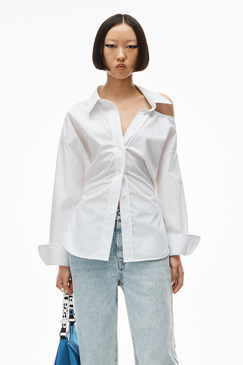 Bright White Shirt With Open Back Neckline