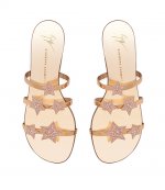 GIUSEPPE ZANOTTI ROSE GOLD PATENT FLAT SANDALS WITH THREE STARS