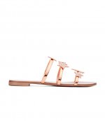 GIUSEPPE ZANOTTI ROSE GOLD PATENT FLAT SANDALS WITH THREE STARS